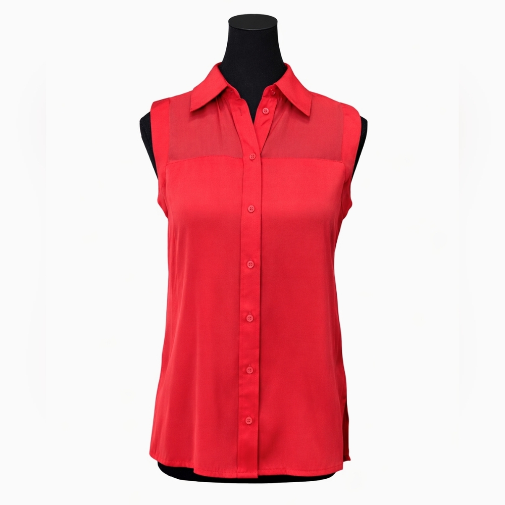 Rachel Zoe 100% Silk Sleeveless Button Down Blouse, Size 2